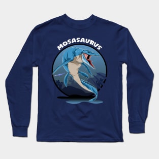 Mosasaurus Prehistoric Design With Background Long Sleeve T-Shirt
